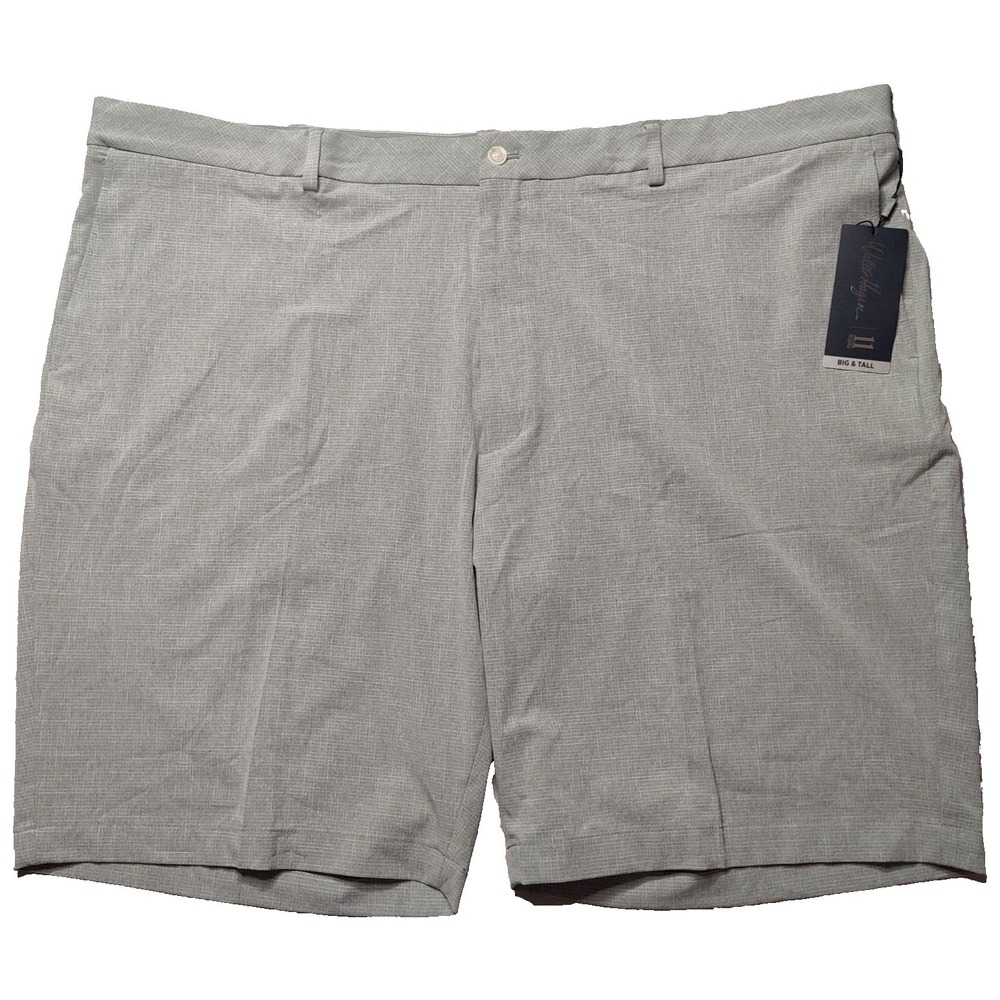 WALTER HAGEN Men Big & Tall 50 Gray 11 Majors Textured Grid 11"‎ Golf Shorts NEW